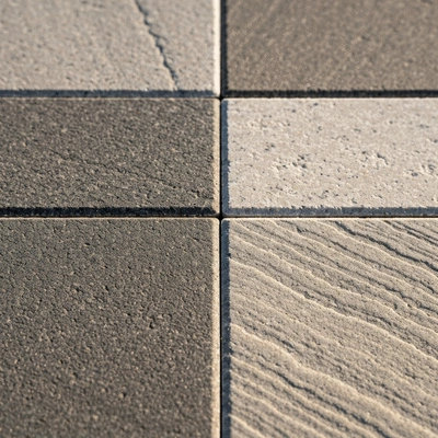Close-up of high-quality granite and limestone paving textures